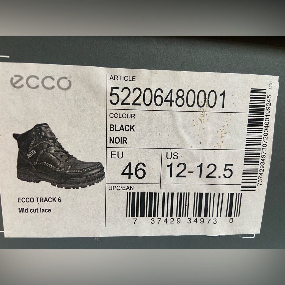 ECCO Men's Black Leather Boots Size 12 NEW - Picture 4 of 4
